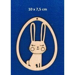 Zajączek 10cm w jajku, zawieszka /SKLEJKA #3mm , zajączek Wiekanocny , króliczek, zając